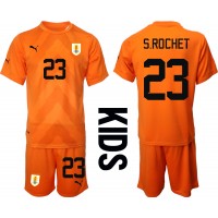 Koszulka piłkarska Urugwaj Sergio Rochet #23 Bramkarska Strój wyjazdowy dla dzieci MŚ 2022 tanio Krótki Rękaw (+ Krótkie spodenki)